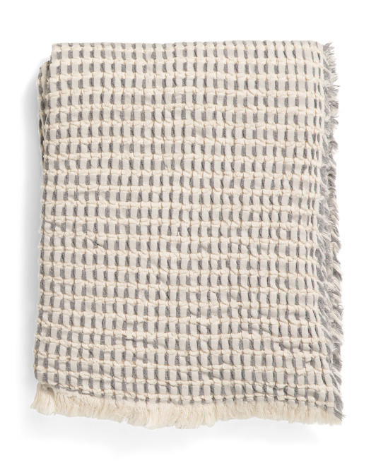 Made In Portugal Ecru Waffle 3d Throw | TJ Maxx