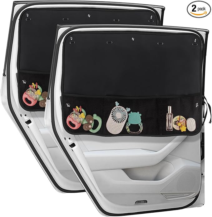 Car Sun Shade Side Window, 2 Pcs Blackout Car Window Shade for Baby Privacy with Storage Net Pock... | Amazon (US)