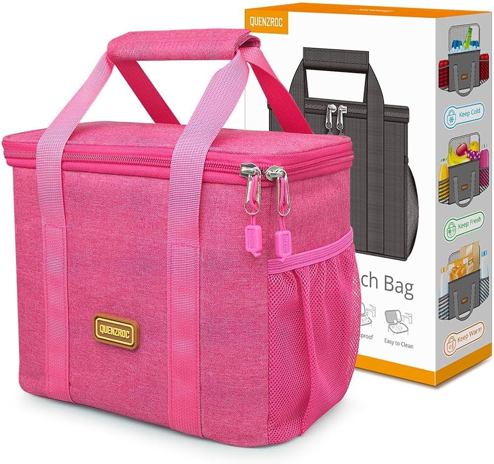 Pink Lunch Bag for Women, Small Cooler Bag for School Office Work, 5L Portable Lunch Box Lunchbag... | Amazon (US)