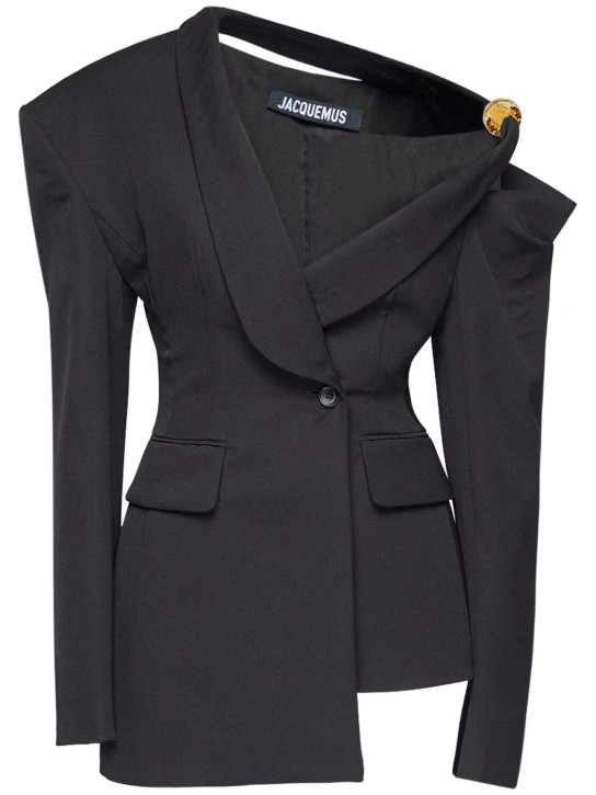 La Veste Baska wool off-shoulder blazer | Luisaviaroma
