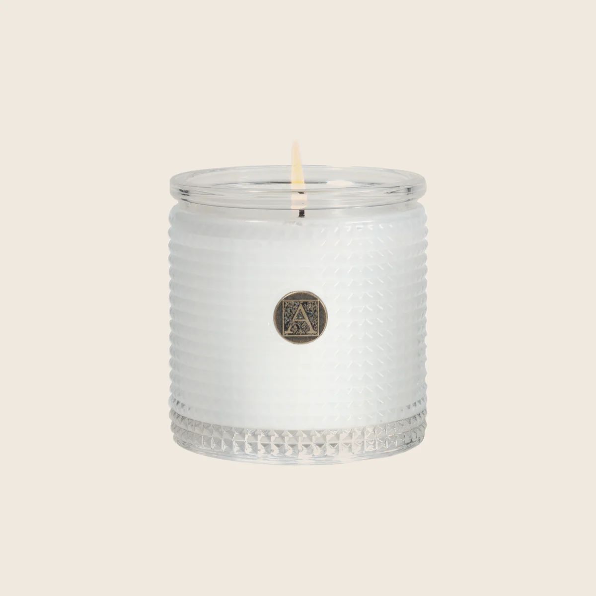 White Teak & Moss - Textured Glass Candle | Aromatique