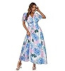 Simplee Women's Boho Floral Maxi Dress Flowy Casual V Neck Short Sleeve Wedding Guest Holiday Bea... | Amazon (US)