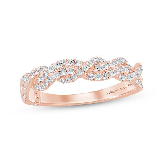 Monique Lhuillier Bliss Lab-Created Diamond Multi-Row Twist Anniversary Ring 3/8 ct tw 18K Rose G... | Kay Jewelers