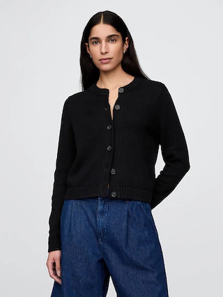 100% Cotton Crewneck Cardigan | Gap (US)