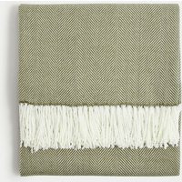 M&S Herringbone Throw - Olive Mix, Light Blue,Olive Mix | Marks & Spencer (UK)