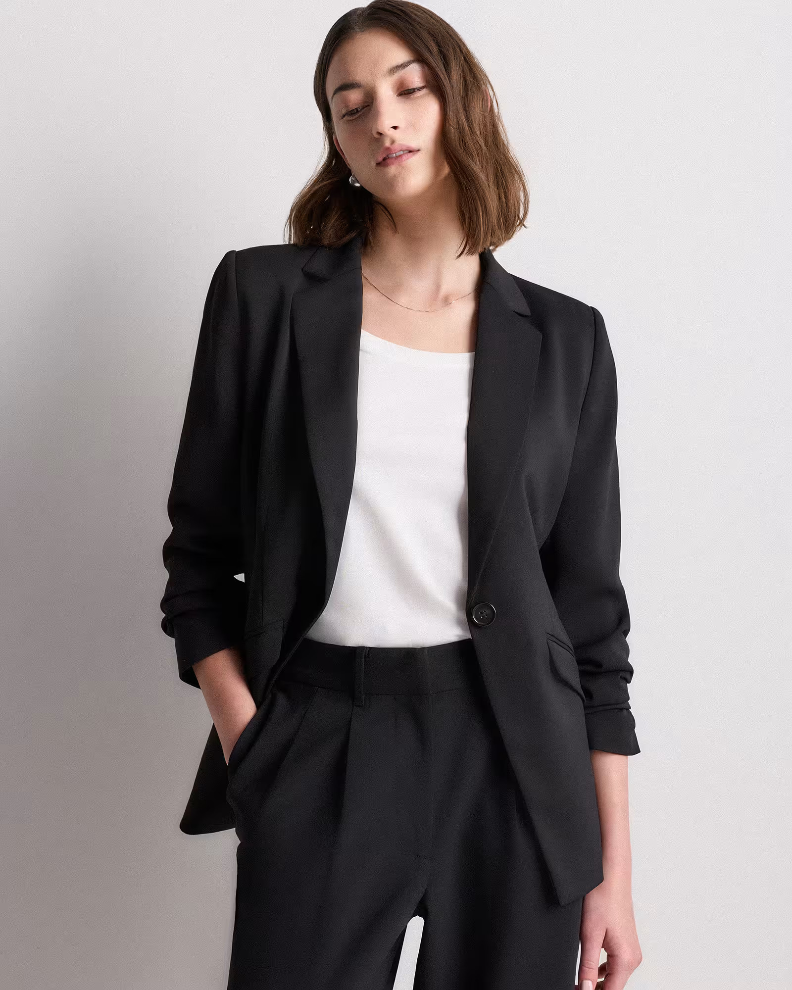 Stretch Crepe Cinched Waist Blazer | Quince