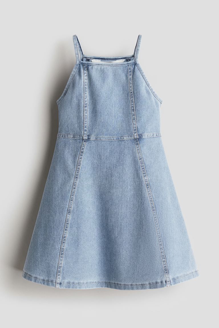 Denim-look Jersey Dress - Square Neckline - Sleeveless - Light denim blue - Kids | H&M US | H&M (US + CA)