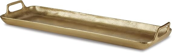 Signature Design by Ashley Posy Goldtone Decorative Tray, Contemporary Cast Aluminum Gold Rectang... | Amazon (US)