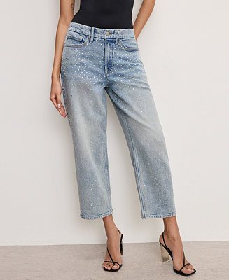 Women's Crystal Stars Good 90s Cropped Jeans, Regular & Plus Size | Macy's