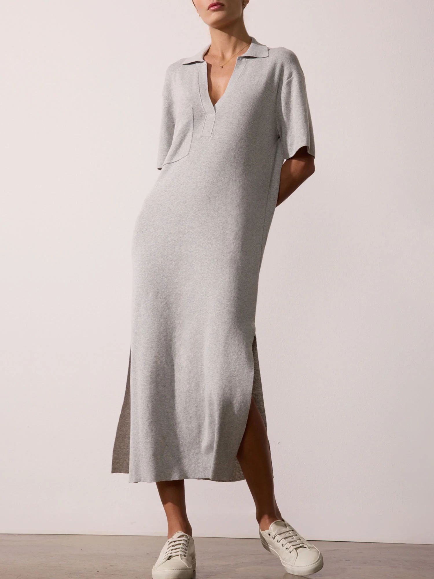 Women's Fai Polo Dress in Salton Grey Mélange | Brochu Walker | Brochu Walker