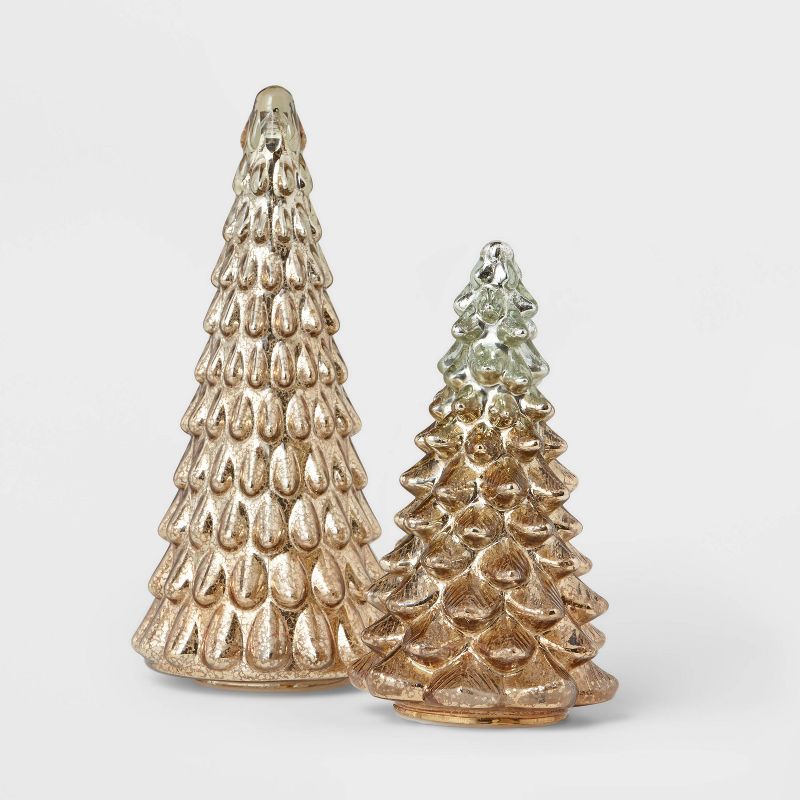 12" Lit Glass Christmas Tree Decorative Figurine Champagne - Wondershop™ | Target