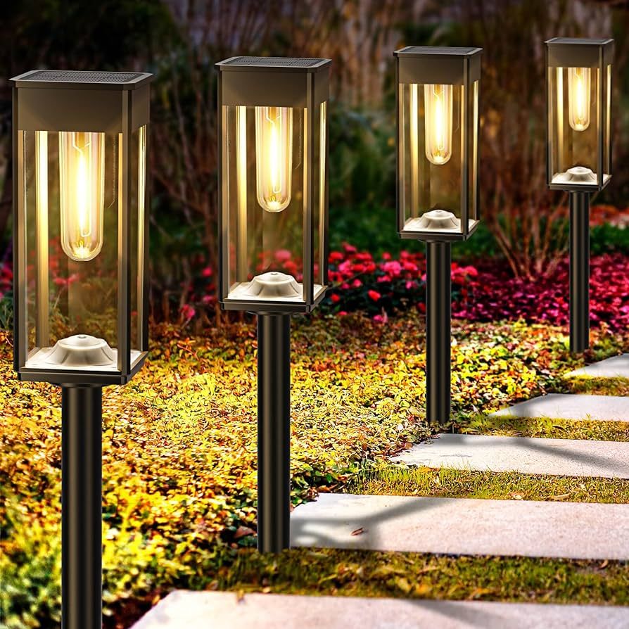 BITPOTT Solar Pathway Lights for Outside Garden, 8 Pack Bright Garden Lights Solar Outdoor, Water... | Amazon (US)