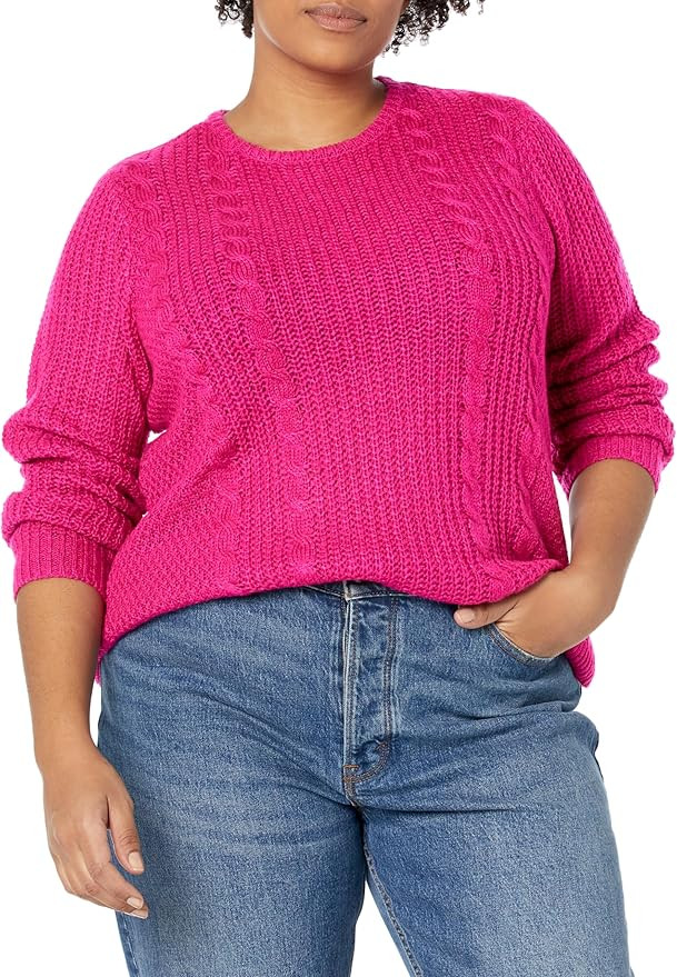 AVENUE Women's Plus Size Sweater Cable | Amazon (US)
