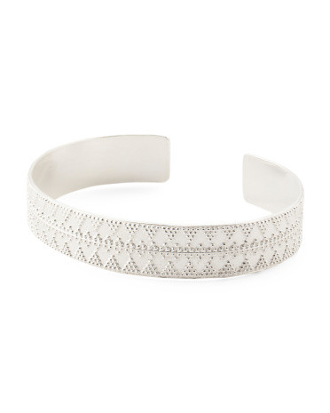 Made In India Sterling Silver Plated Bead Pattern Cuff Bracelet | TJ Maxx