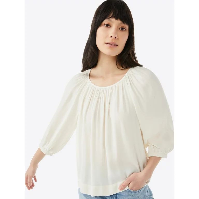 Free Assembly Women’s Shirred Swing Top | Walmart (US)