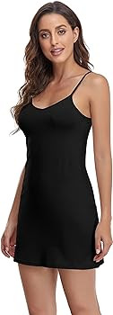 Women's Full Slip Lingerie Under Dress Spaghetti Adjustable Strap V Neck Camisole Slips Dress Und... | Amazon (US)
