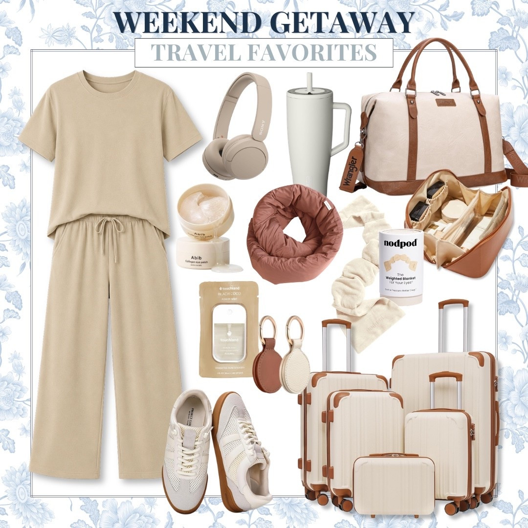 Travel days are so much easier with the right essentials. These are the pieces I keep reaching for, from a comfortable matching set and supportive sneakers to luggage that keeps everything organized and the little travel accessories that make a big difference. Whether you're heading out for a weekend getaway or a longer trip, these favorites help make packing and traveling feel a little more effortless.

Travel essentials, weekend getaway, travel outfit, matching set, carry on luggage, travel accessories, comfortable sneakers, packing favorites, airport style, travel organization, neutral travel style, vacation essentials, AudrieDollins

#LTKootd #LTKSeasonal #LTKTravel
