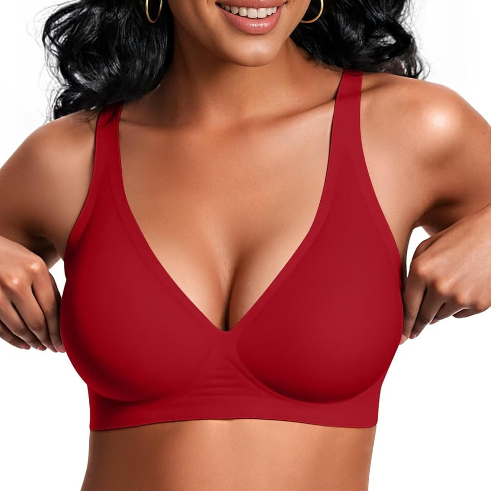 Vertvie Jelly Wireless Bras for Women Push Up Plunge Seamless T-Shirt Bras No Underwire Supportiv... | Amazon (US)