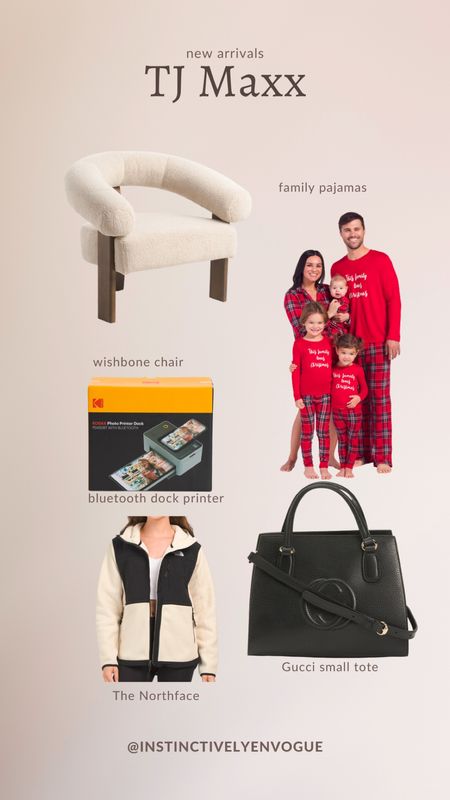 Tj maxx new arrivals- family Christmas pajamas, wishbone chair/accent chair, Bluetooth dock printer, the north face zip up hoodie jacket, Gucci small soho tote

#LTKitbag #LTKHoliday #LTKGiftGuide