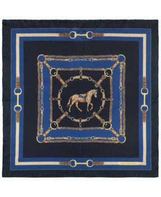 Lauren Ralph Lauren Equestrian Small Square Scarf - Navy | Macy's