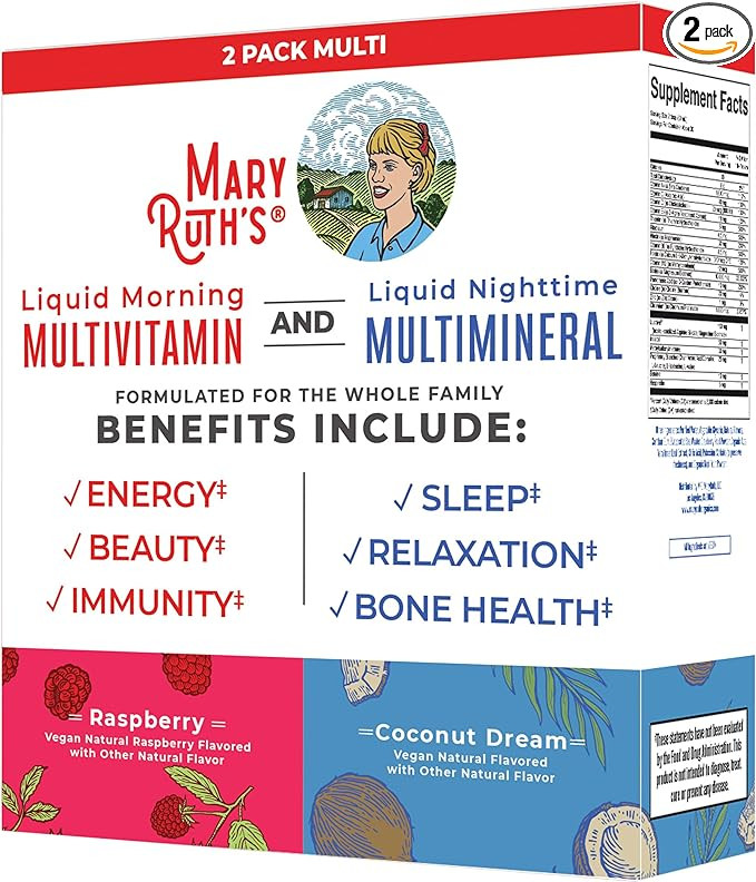 MaryRuth Organics Liquid Morning Multivitamin & Liquid Nighttime Multimineral Bundle, Vegan Vitam... | Amazon (US)