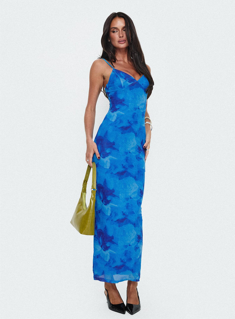 Hathaway Maxi Dress Blue Floral | Princess Polly US