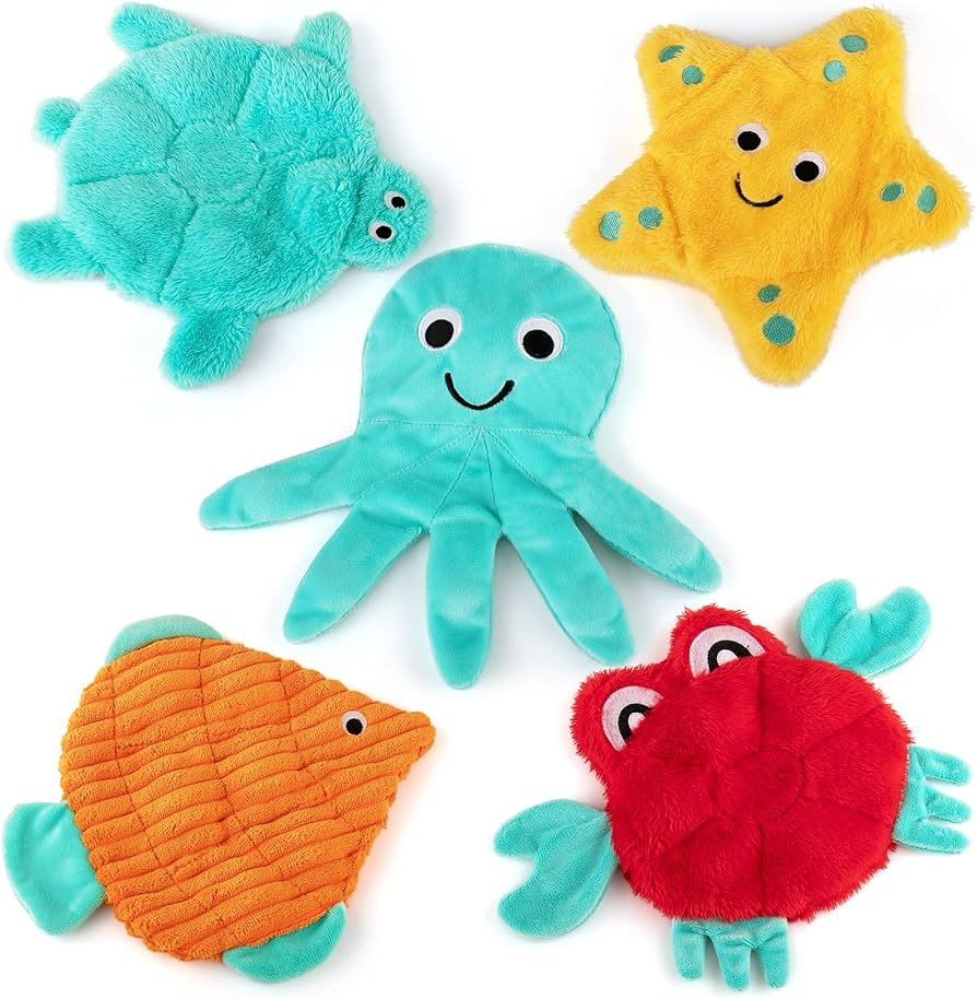 No Stuffing Crinkle Squeaky Plush Dog Toys - Cute Animal Themed for Small to Large Dogs & Puppies... | Amazon (US)