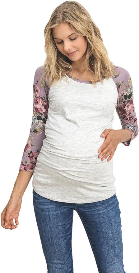 Women's Maternity T-Shirts Top with Baseball Raglan | Amazon (US)