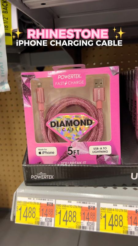 How cute are these Rhinestone iPhone charging cables that I found in Walmart?! 💖✨📱🔌They are $15, and 5 feet long. They are for the lightning to USB-A connection. 

I got one in pink 🎀, and I might have to go back for the silver. These would be really cute for the office, or back to school.

#LTKBacktoSchool #LTKFind #LTKSeasonal