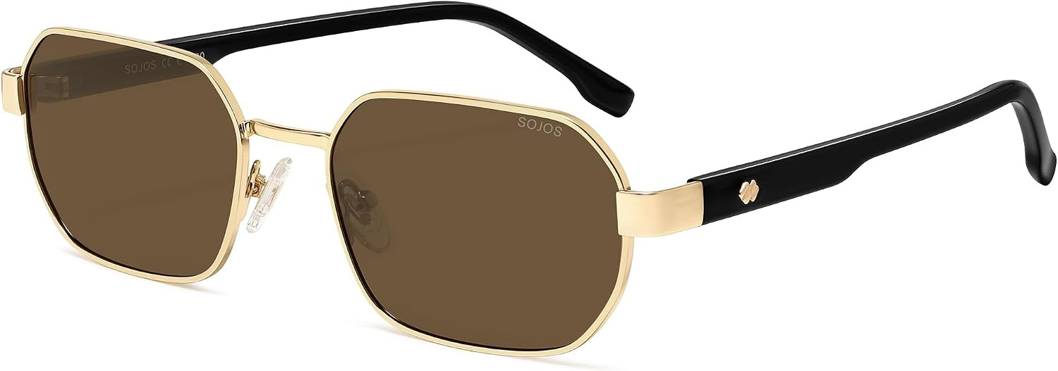 SOJOS Trendy Rectangluar Hexagon Sunglasses Women Men UV Protection SJ1295,Medium | Amazon (US)