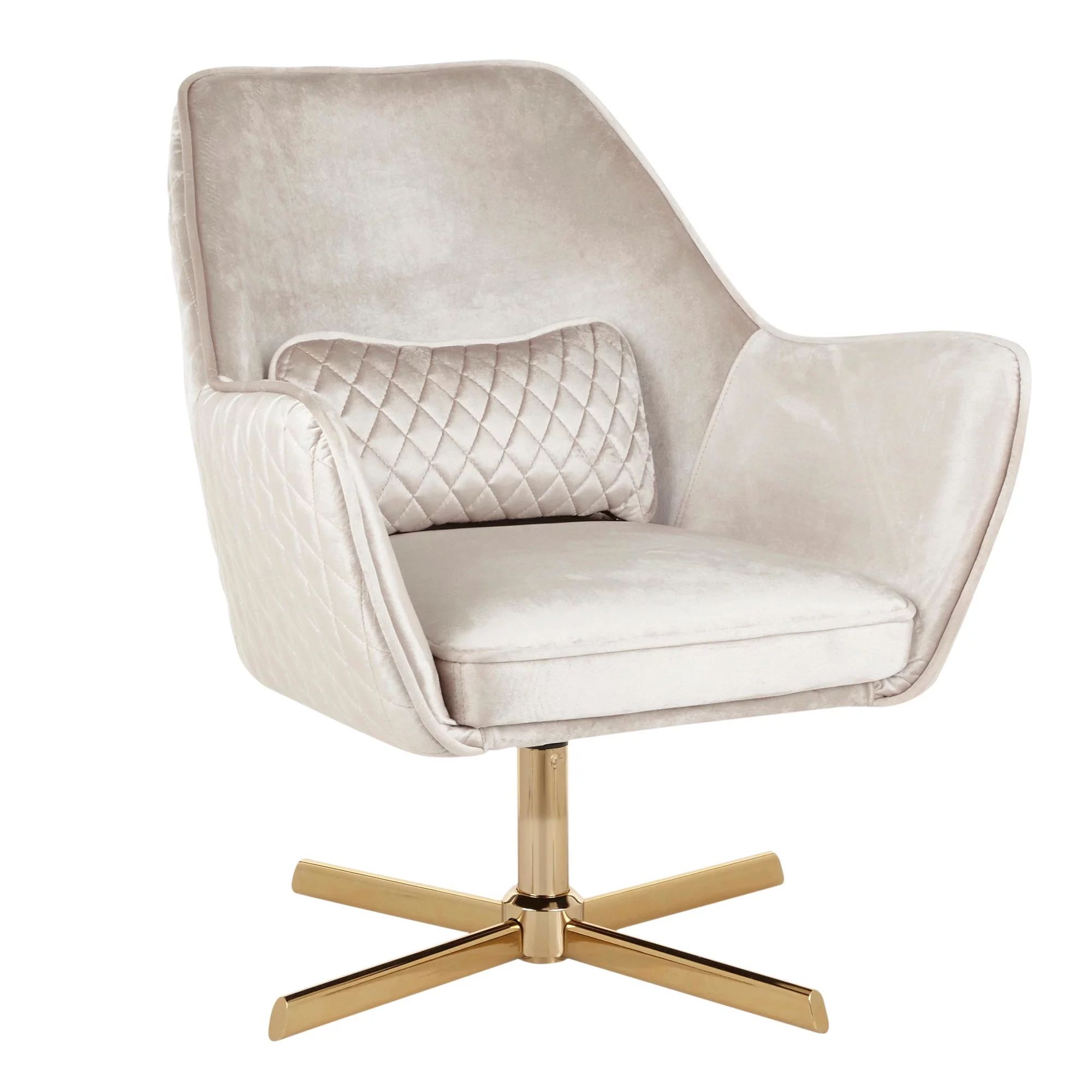 Diana Contemporary Lounge Chair in Gold Metal and Cream Velvet by LumiSource - Walmart.com | Walmart (US)