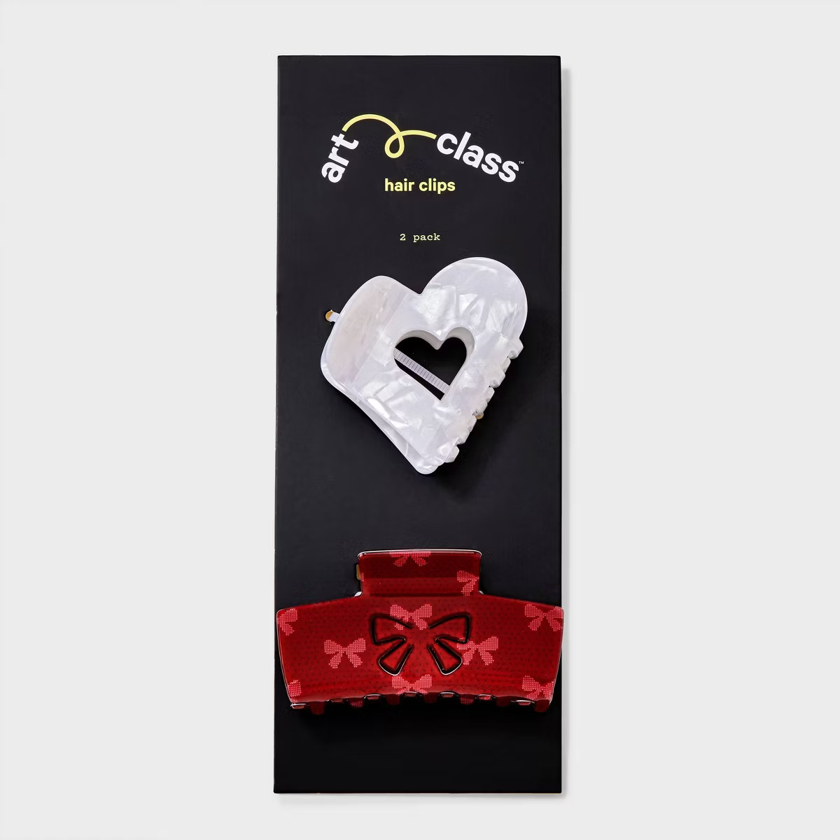 Girls' 2pk Heart and Bow Claw Clip Set - art class™ Red/Ivory | Target