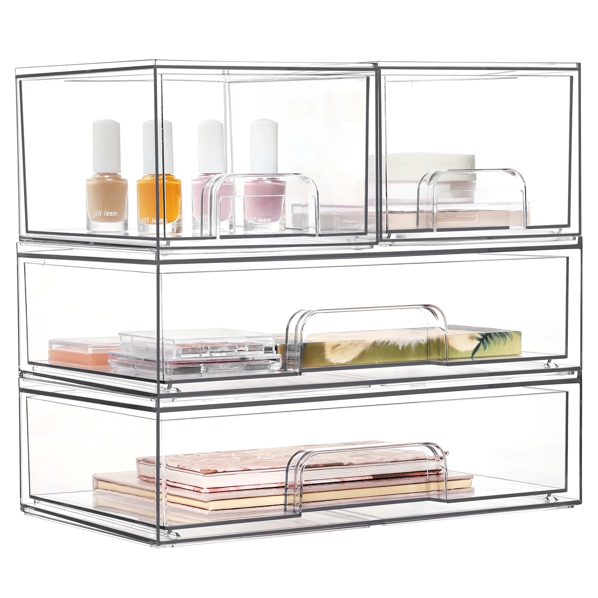 Vtopmart Stackable Storage Drawers Set of 4,Clear Plastic Organizer Bins for Makeup, Cosmetics, B... | Walmart (US)