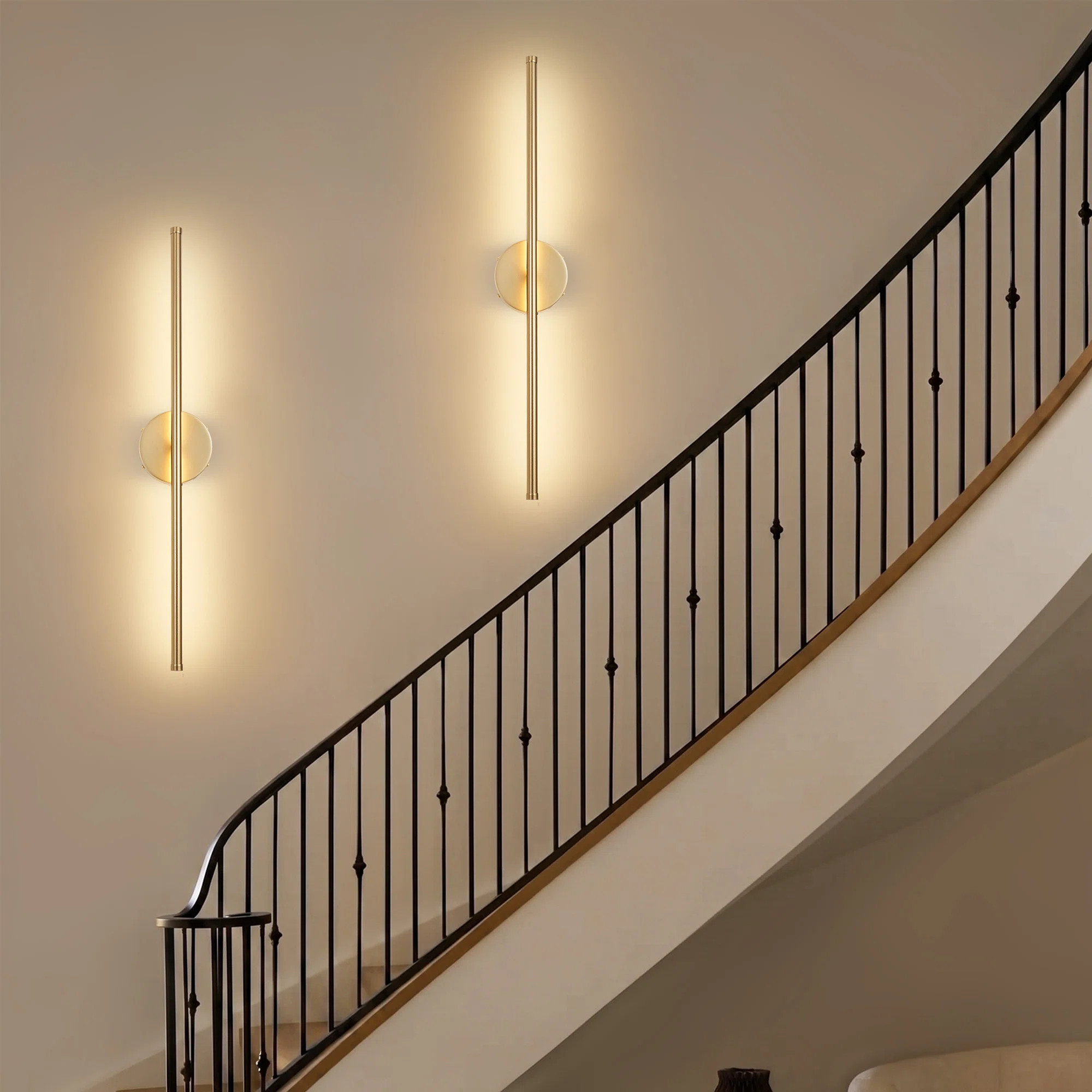 28" Rechargeable Wall Sconces Set of 2 with Remote Control, Dimmable/ 3000K Warm White/ 350° Adjustable Rotation | Wayfair North America