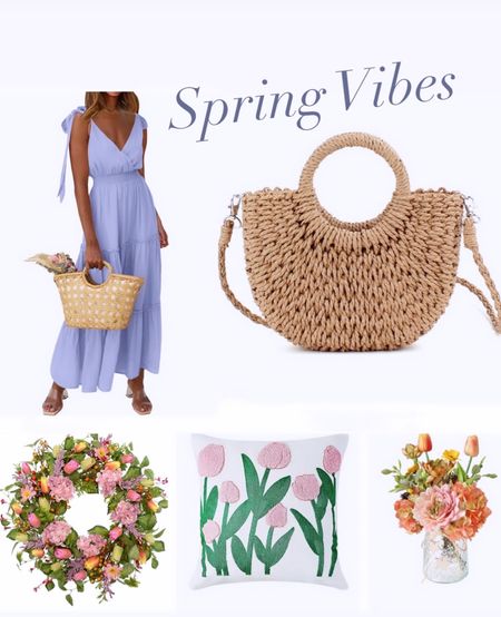 Spring outfits and spring decor!  Spring dress, spring wreath 

#LTKstyletip #LTKSeasonal #LTKover40