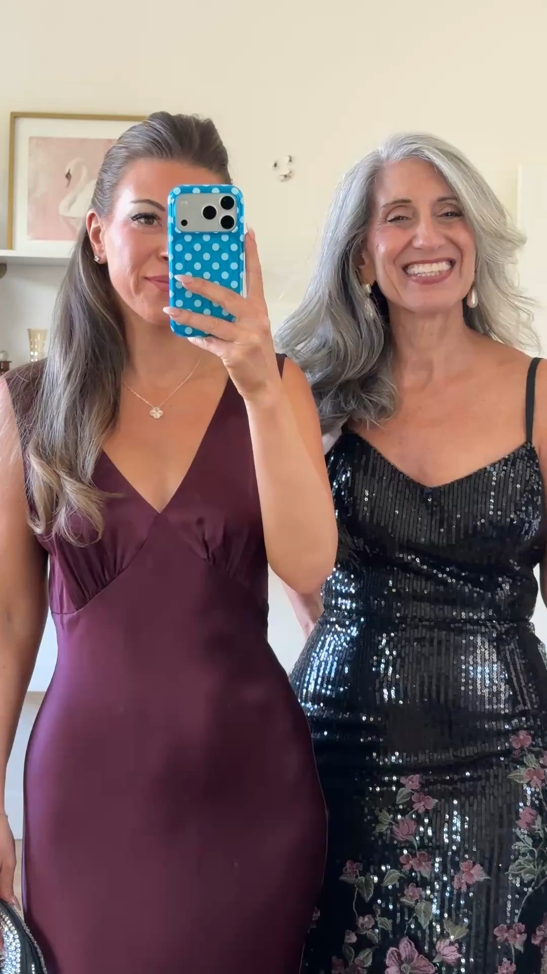 plum satin floor-length dress with a V-neckline and thin straps, black sequin floor-length dress with thin straps and floral print mom and me formal wedding guest and mother of the bride dresses 💍✨

dress the population: emerson15
electric picks: emerson20 

I’m 5’4” and wear a size small/2 

mom is 5’4” and wears a medium/6

fall wedding guest dresses, wedding guest dresses, cocktail dresses, semi-formal dresses, black tie wedding guest dresses, destination wedding guest dresses, garden party dresses, wedding guest outfit ideas, mom & me outfits, mom & me dresses, matching outfits, mother daughter outfits, family photo outfits, wedding guest dresses, mother of the bride, mother of the groom, wedding guest outfit ideas