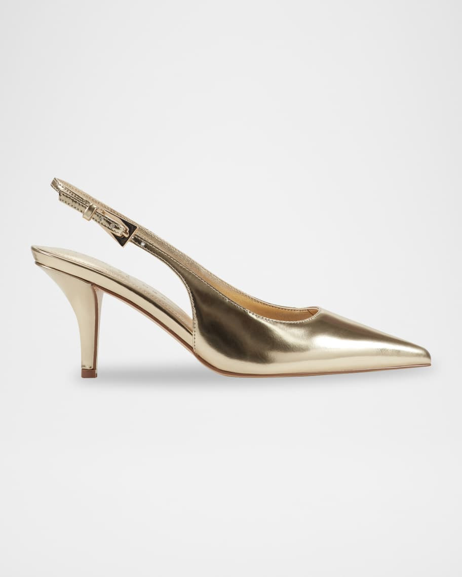 Marc Fisher LTD Dorie Metallic Leather Slingback Pumps | Neiman Marcus