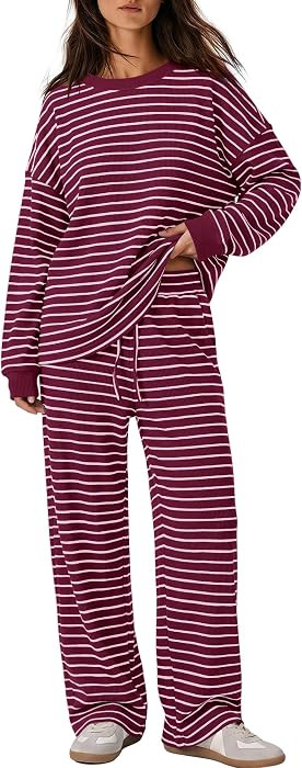 SENSERISE Womens Striped Lounge Set 2 Piece Outfit | Amazon (US)