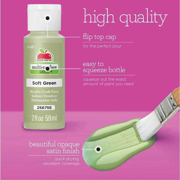 Apple Barrel Multi-Surface Acrylic Craft Paint Set, Ice Cream Party, Satin Finish, 12 Piece | Walmart (US)