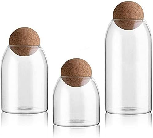 UPKOCH 3Pcs Glass Jars with Airtight Seal Ball Cork Lid Clear Cookie Jars Mason Jars Food Storage... | Amazon (US)