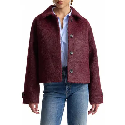 Avec Les Filles Crop Woolly Jacket in Currant at Nordstrom, Size X-Large | Nordstrom