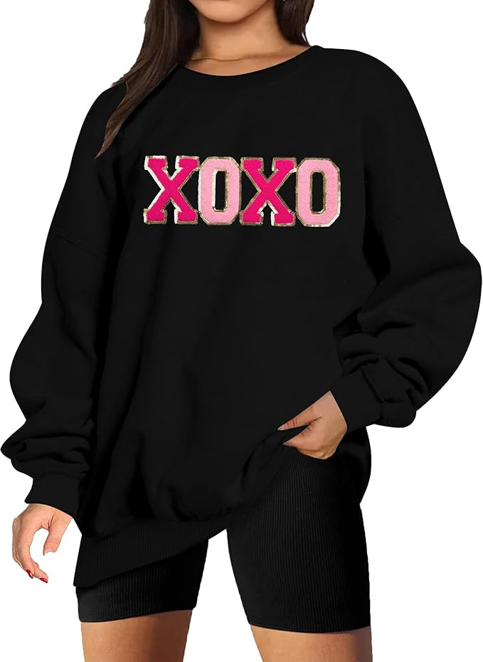 MYHALF Valentines Day Sweatshirts Valentine Shirts: Womens Love Heart Long Sleeve Tops Oversized ... | Amazon (US)