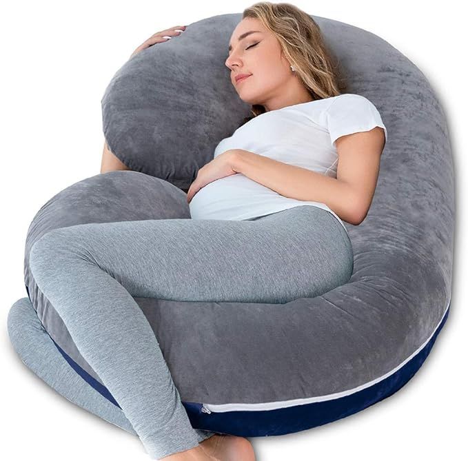 INSEN Pregnancy Body Pillow with Jersey Cover,C Shaped Full Body Pillow for Pregnant Women | Amazon (US)