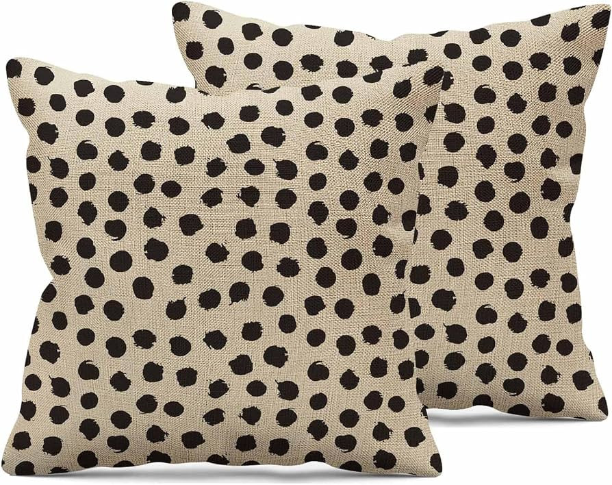 Black Circular Pattern Throw Pillow Covers Set of 2 White Background Throw Pillow Covers Couch Sq... | Amazon (US)