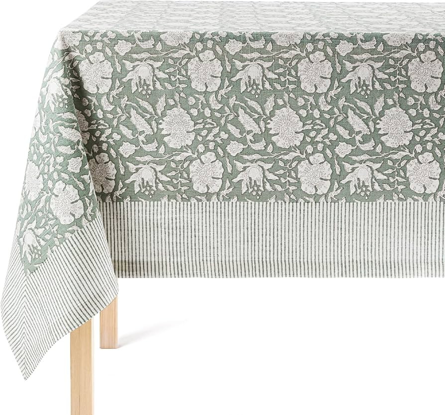 over&back Hand-Screened Tablecloth - Dining Table Cover - Each Tablecloth is Unique - 100% Cotton... | Amazon (US)
