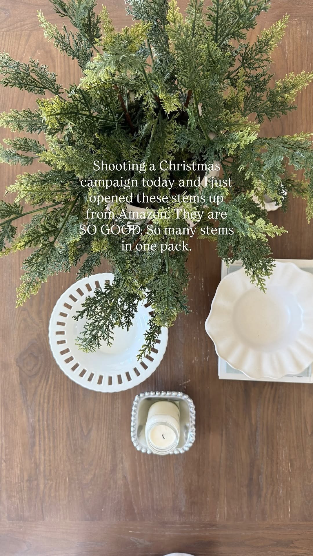 These faux cedar stems are so pretty!! Super realistic with the different greens in them and they have the wire to easily manipulate. 

 #LTKSeasonal