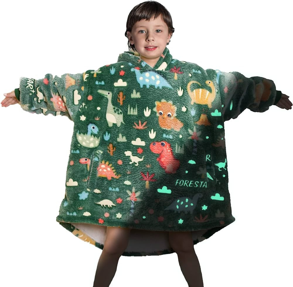 FORESTAR Glow in the Dark Wearable Blanket, Christmas Birthday Gifts for Kids Girls Boys 4-10 YR,... | Amazon (US)
