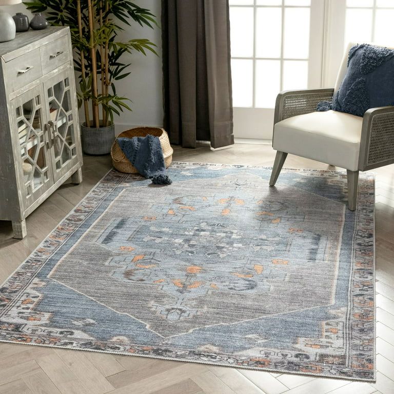 Well Woven Cambria Light Blue Machine Washable Vintage Style Updated Classic Distsressed Persian ... | Walmart (US)