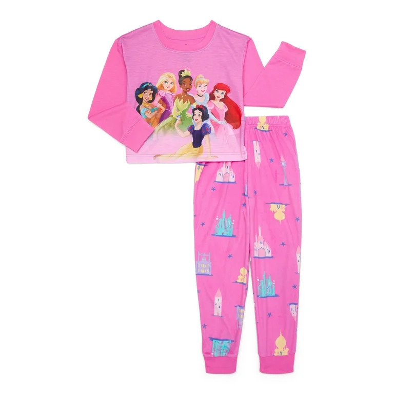 Disney Princess Girls Long Sleeve Top and Pants Pajama Set, 2-Piece, Sizes 4-12 | Walmart (US)