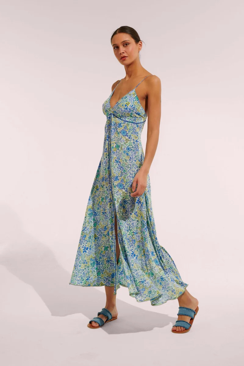 Long Dress Denise - White Blue Nature | Poupette St Barth